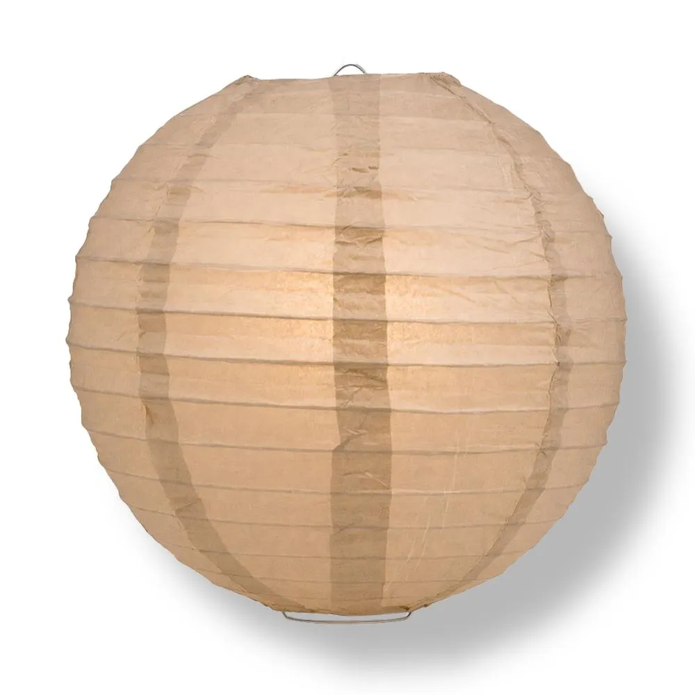 10" Dusty Sand Rose Round Paper Lantern, Even Ribbing, Chinese Hanging Wedding & Party Decoration