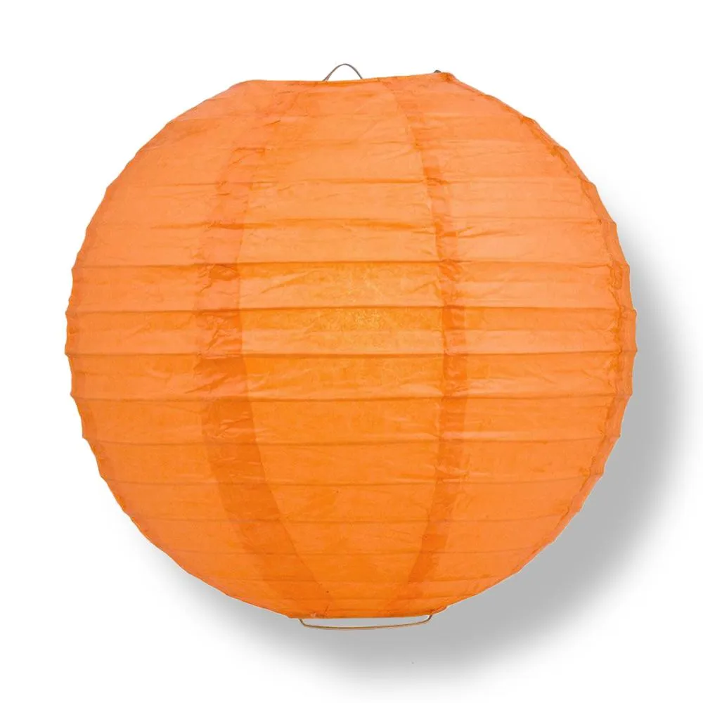 10" Persimmon Orange Round Paper Lantern, Even Ribbing, Chinese Hanging Wedding & Party Decoration