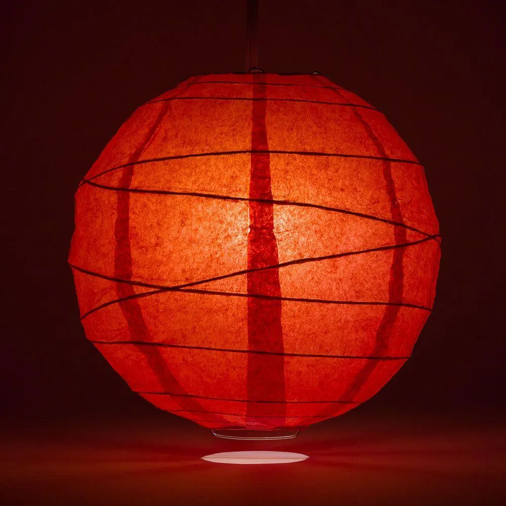 10" Red Round Paper Lantern, Crisscross Ribbing, Chinese Hanging Wedding & Party Decoration