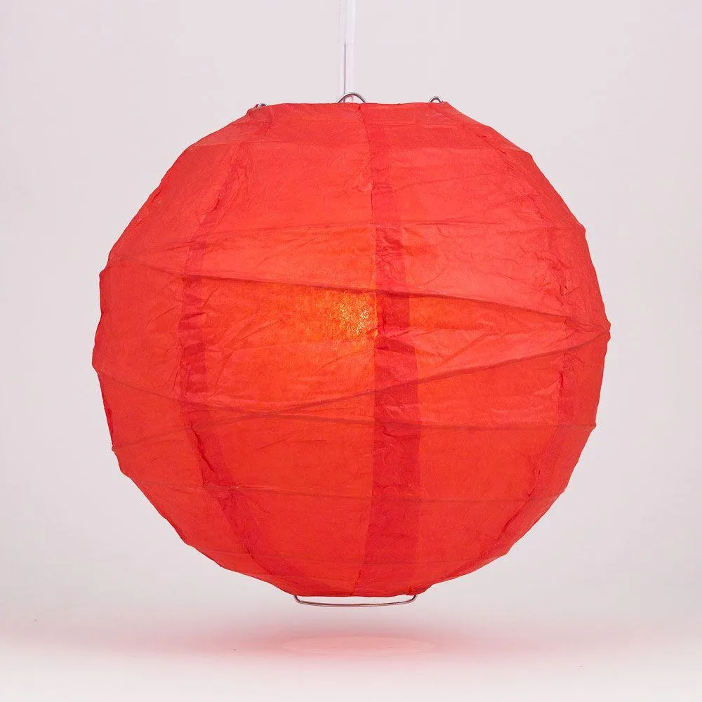 10" Red Round Paper Lantern, Crisscross Ribbing, Chinese Hanging Wedding & Party Decoration