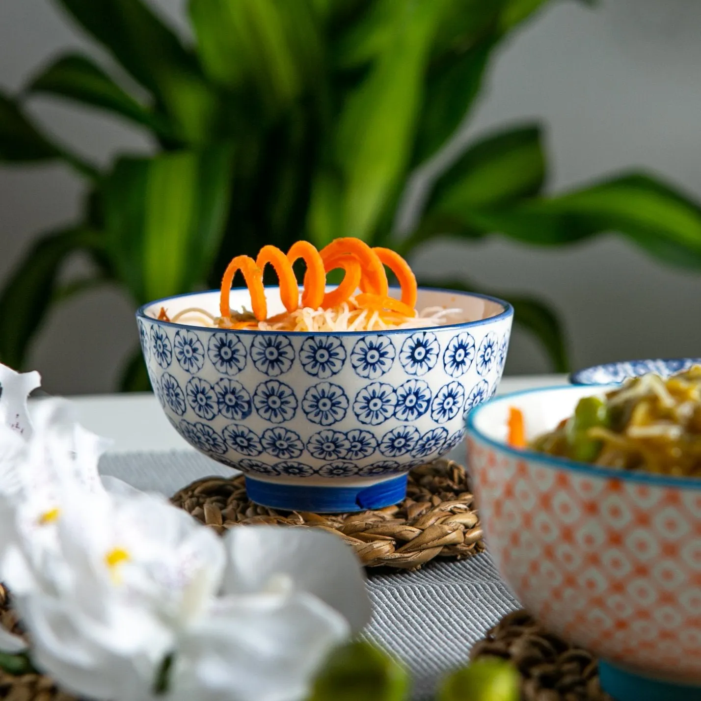 12cm Hand Printed China Rice Bowl - By Nicola Spring