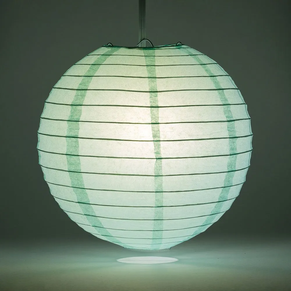 12" Cool Mint Green Round Paper Lantern, Even Ribbing, Chinese Hanging Wedding & Party Decoration