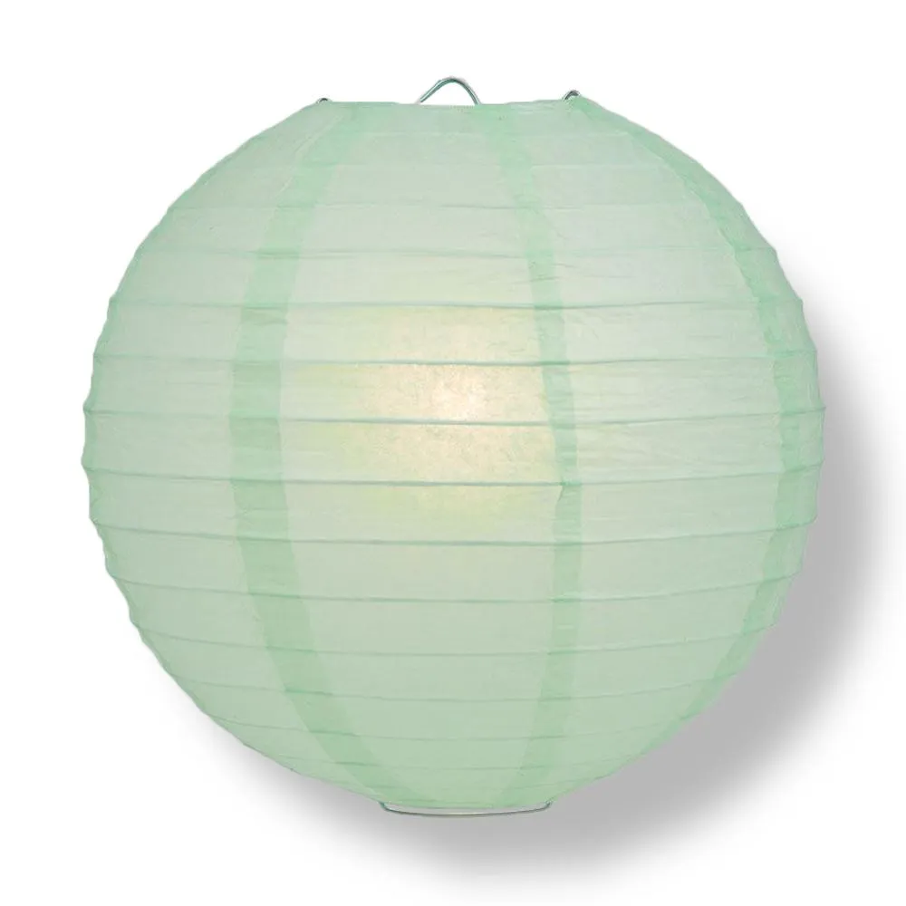 12" Cool Mint Green Round Paper Lantern, Even Ribbing, Chinese Hanging Wedding & Party Decoration