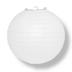 12" White Round Paper Lantern, Even Ribbing, Chinese Hanging Wedding & Party Decoration