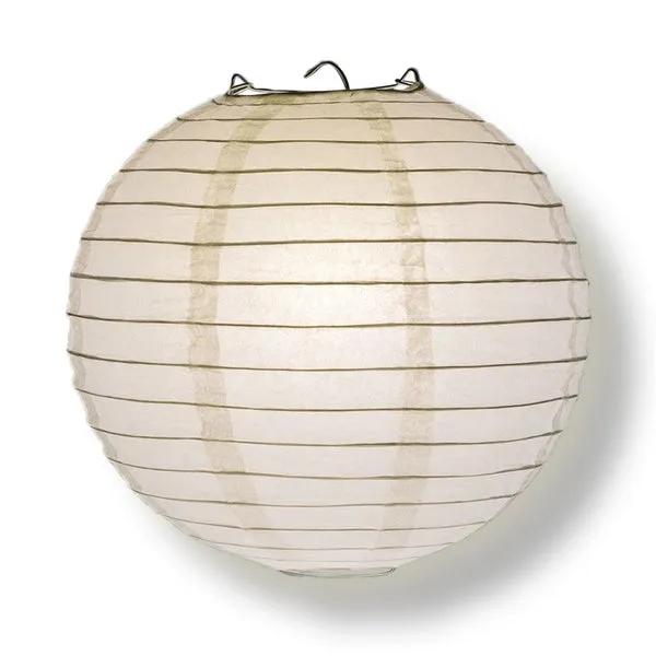 12" White Round Paper Lantern, Even Ribbing, Chinese Hanging Wedding & Party Decoration