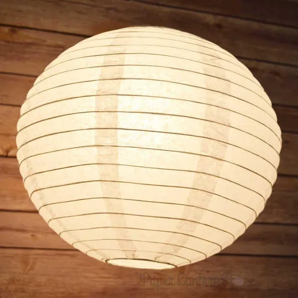 12" White Round Paper Lantern, Even Ribbing, Chinese Hanging Wedding & Party Decoration