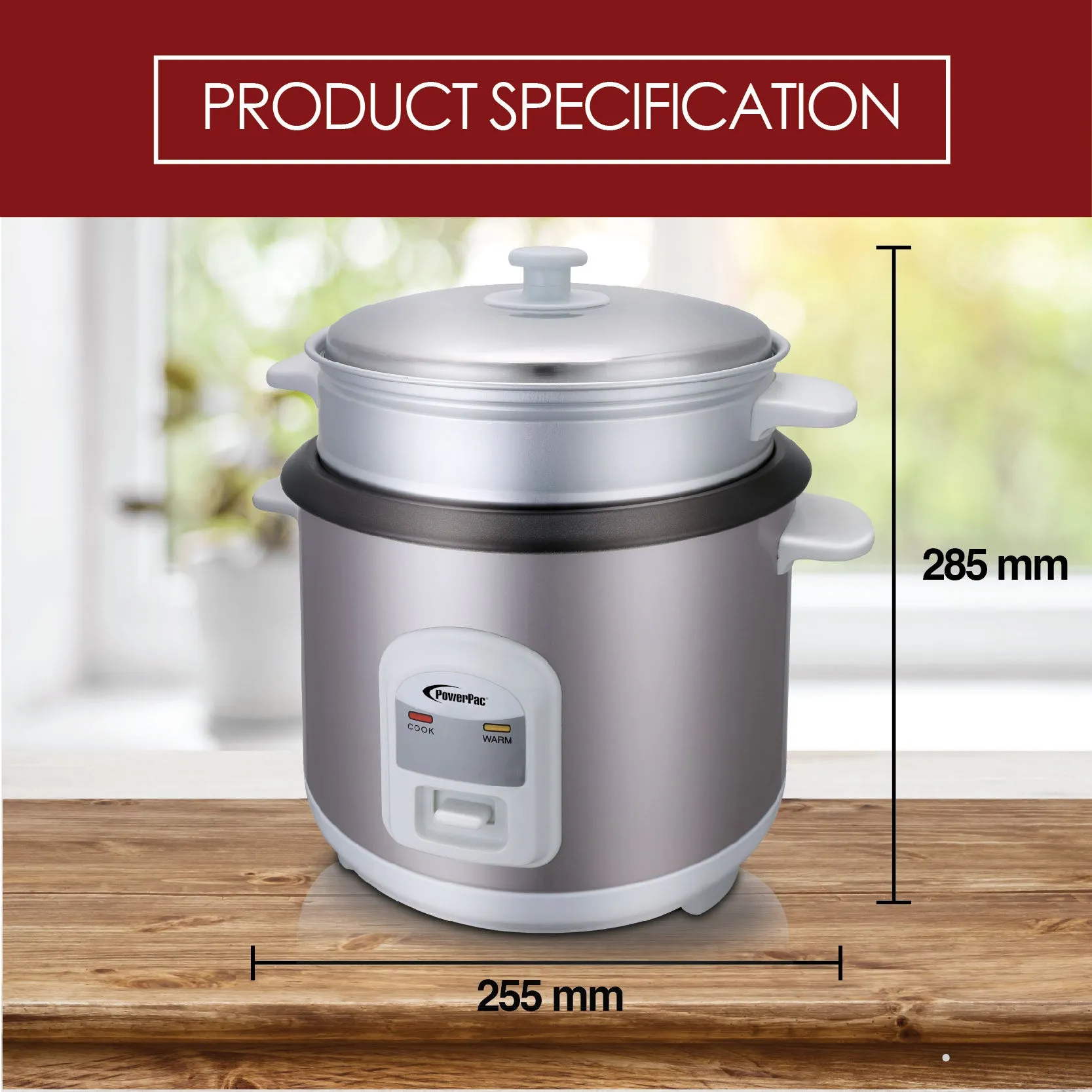 1L Rice Cooker with Steamer (PPRC64)