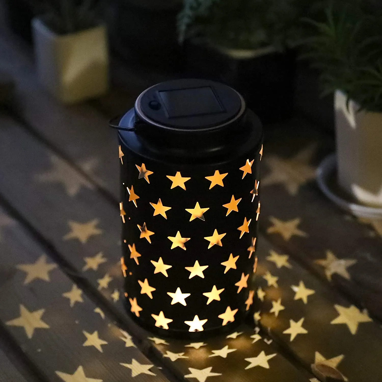 2 Pack Solar Lantern Lights Outdoor (Hollow Stars)