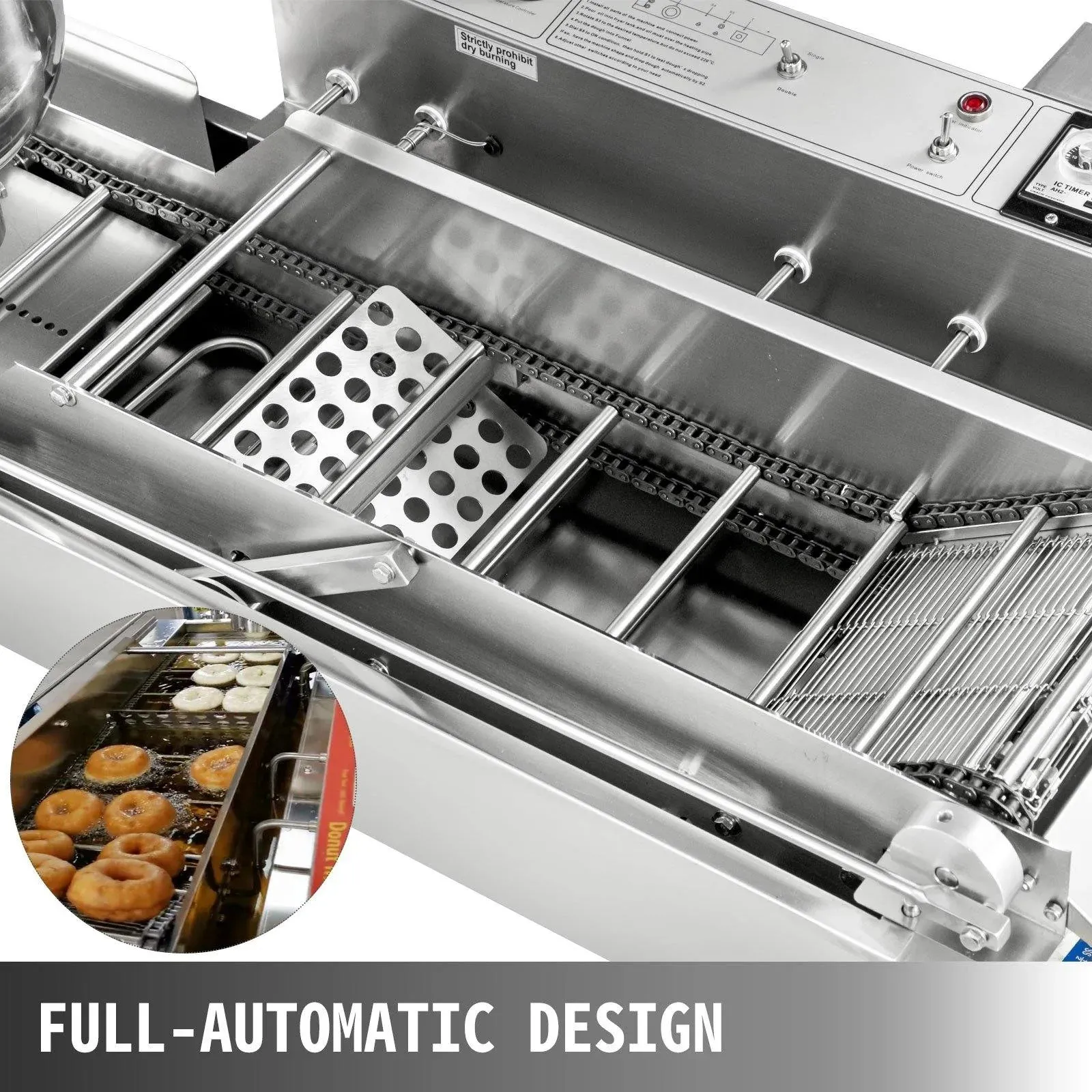 2 Row, 3 Size 7L Capacity Fully Automatic Doughnut Maker Machine 1100 Doughnuts Per Hour