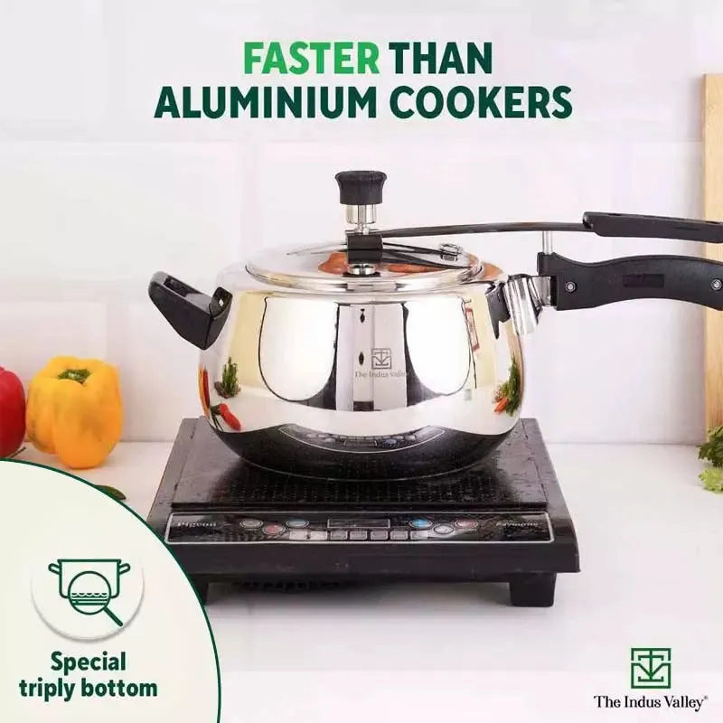 3L 5L QuicKooker Stainless Steel Pressure Cooker Combo  Free ₹600 Wood Chopping Board, Premium Quality, Tri-ply (3 Layer) Heavy Bottom, 3Yr Warranty, ISI Certified, Induction & Gas