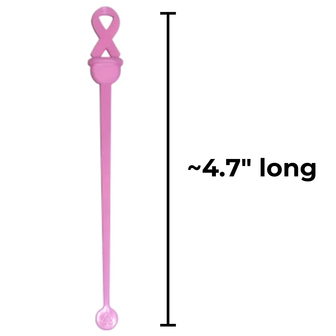 4.72" Pink Ribbon Stir Stix Plugs, Case of 2,000