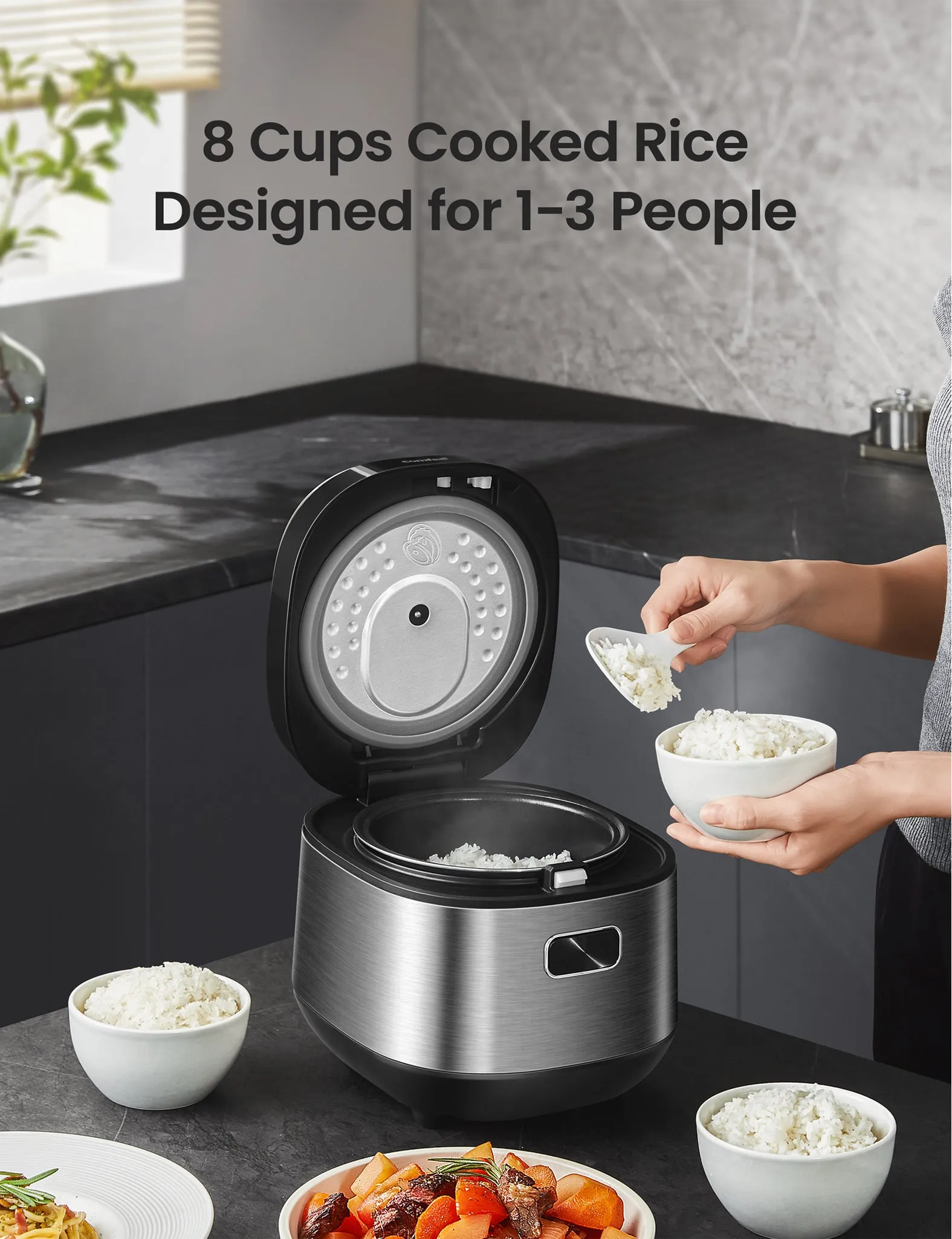 8 Cups Cooked Compact Rice Cooker