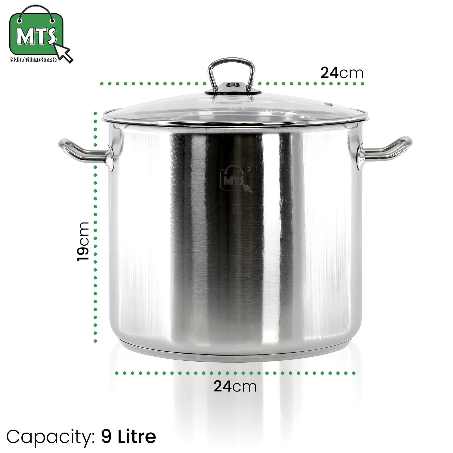 9 Litre Stock Pot With Glass Lid