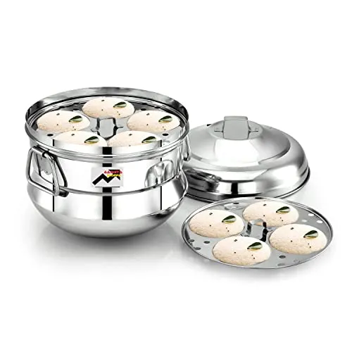 Aashita Shoppe Stainless Steel Idli Cooker/Idli Maker Makes 13 Idlis At Once Comes With 3 Plates.Gas Stove & Induction Compatible