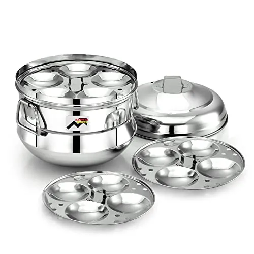 Aashita Shoppe Stainless Steel Idli Cooker/Idli Maker Makes 13 Idlis At Once Comes With 3 Plates.Gas Stove & Induction Compatible