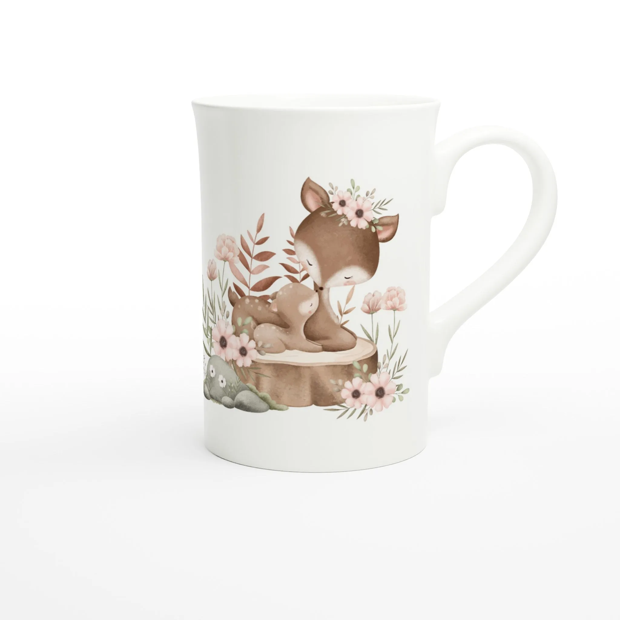 Adorable Baby Fox & Deer Porcelain Mug - Heartwarming Nature Design