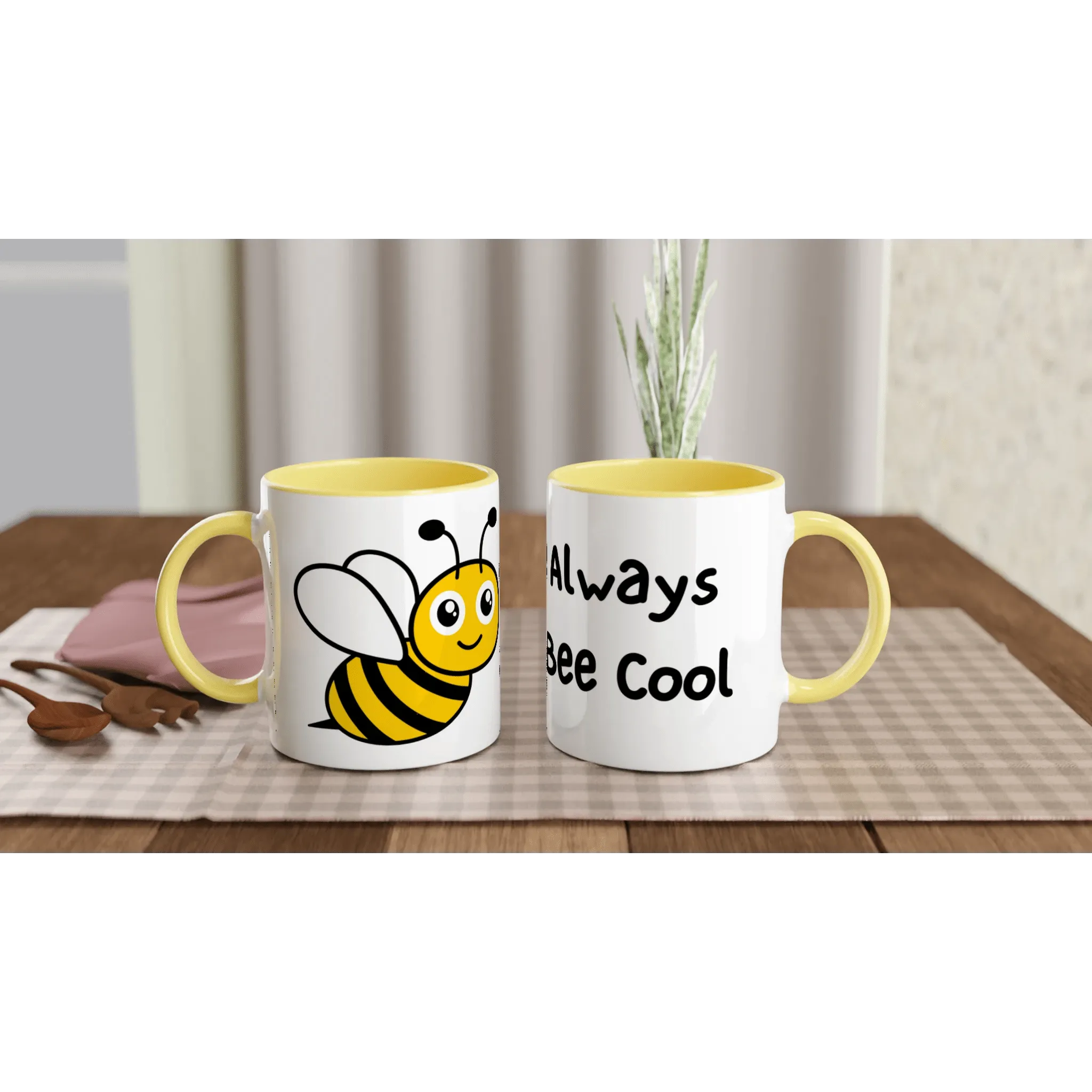 Always Bee Cool - Yellow Ceramic Mug with Cute Bee Design