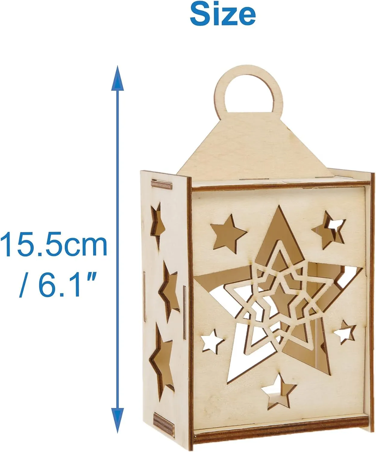 American Elm Pack of 3 Star Wooden Lantern Winter Wooden Craft Set for Children, Arts and Crafts for Kids Christmas Activities for Kids