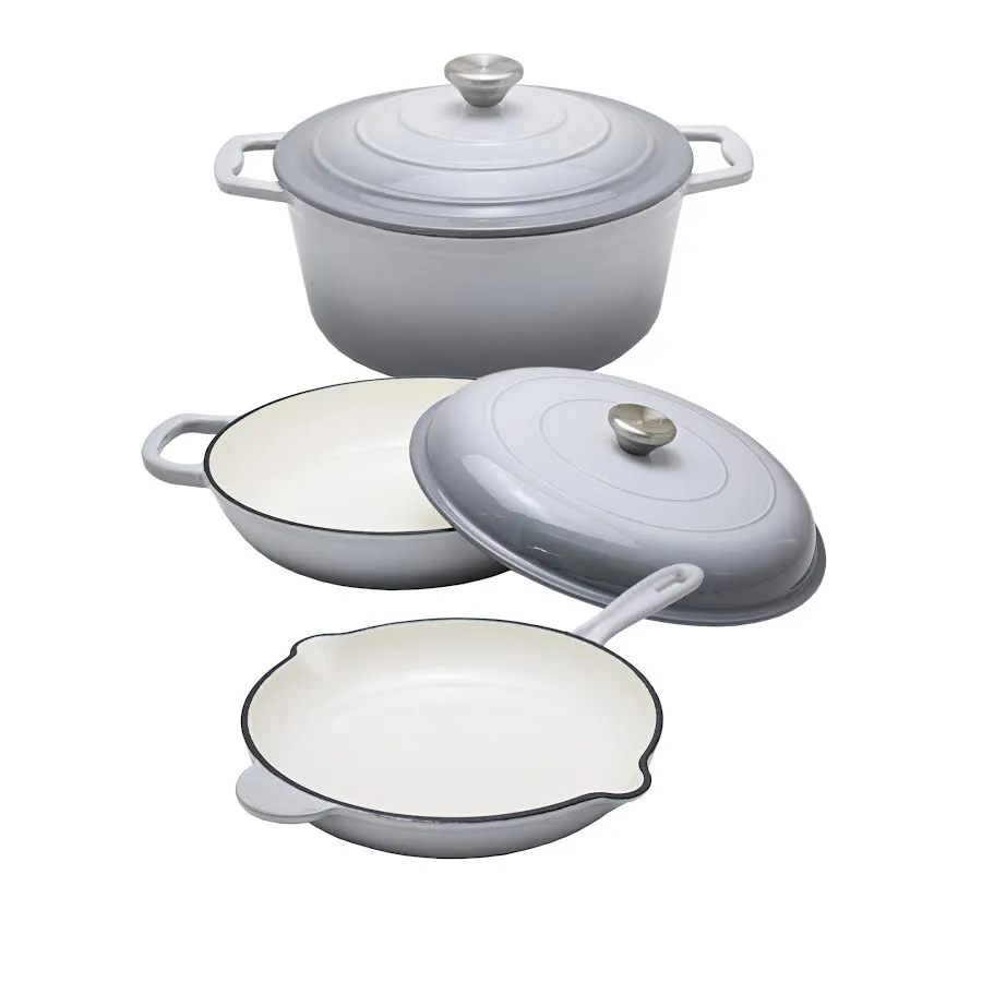 Aqua Leon Enamel Cast Iron 5 Piece - Grey