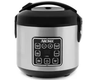 AROMA Digital Rice Cooker, 4-Cup (Uncooked) / 8-Cup (Cooked), Steamer, Grain Cooker, Multicooker, 2 Qt, Stainless Steel Exterior, ARC-914SBD