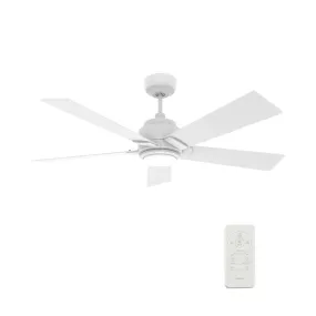 ASCENDER 56 inch 5-Blade Smart Ceiling Fan with LED Light & Remote Control - White/White