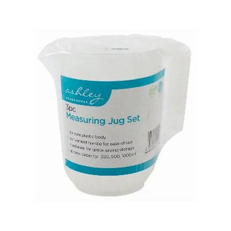 Ashley Homewares Plastic Measuring Jug - 3 Pack (250, 500, 1000ml)