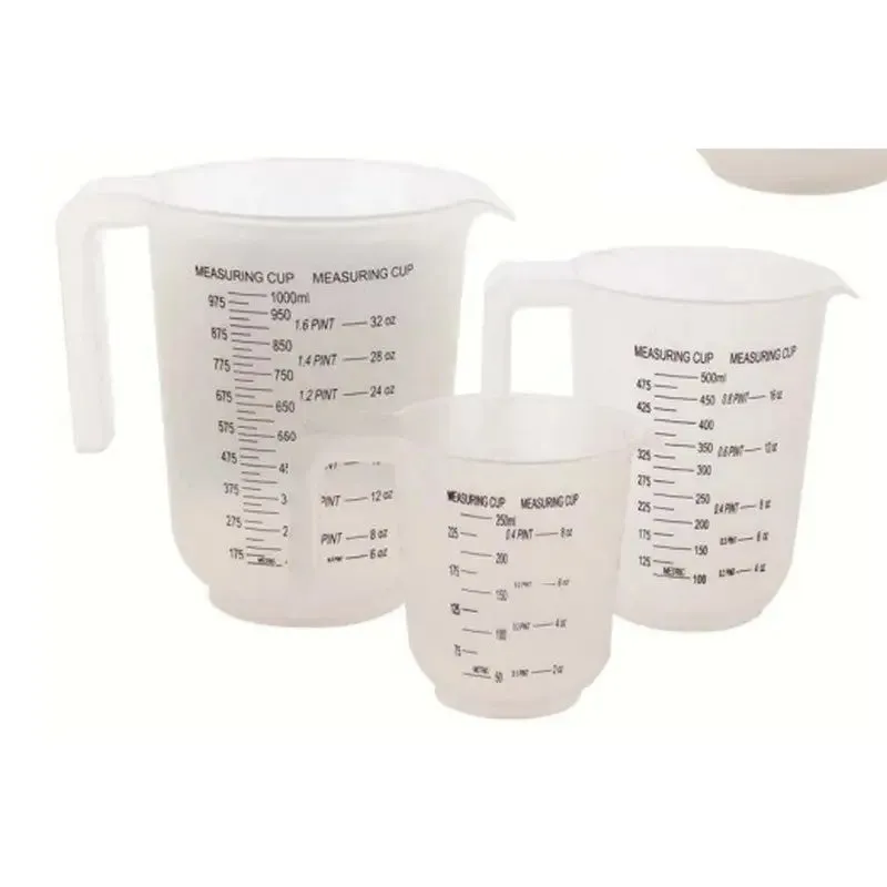 Ashley Homewares Plastic Measuring Jug - 3 Pack (250, 500, 1000ml)