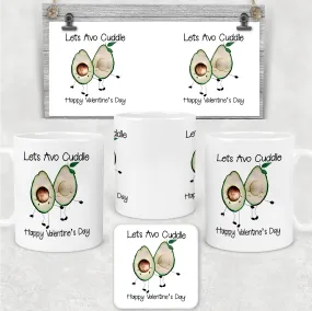 Avo Cuddle Valentine's Day Personalised Mug and Coaster Set