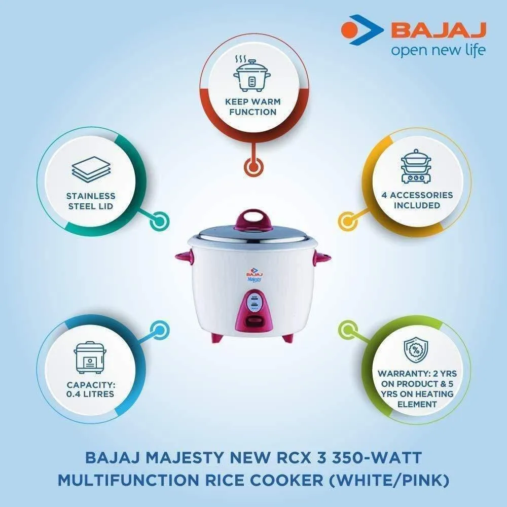 Bajaj Majesty New RCX-5,1800 ML 350-Watt Multi function Rice Cooker