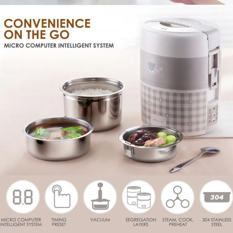 Bear Electric Lunch box, Mini Rice Cooker, 4 in 1 Heating 2.0L Electric Multi Pot(DFH-A20D1)