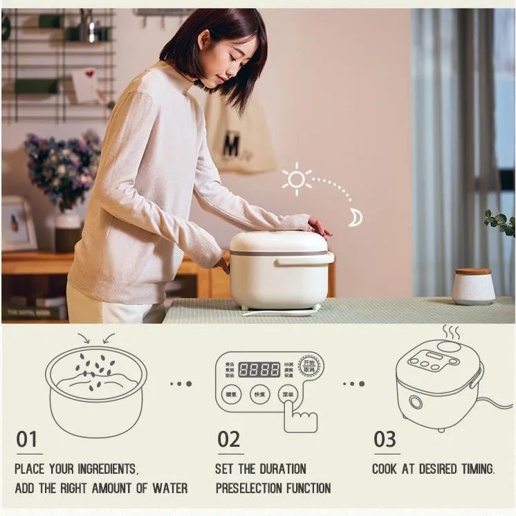 BEAR Rice Cooker Digital, Mini Rice Cooker 8 multi functions Cooker 2L (DFB-B20A1)