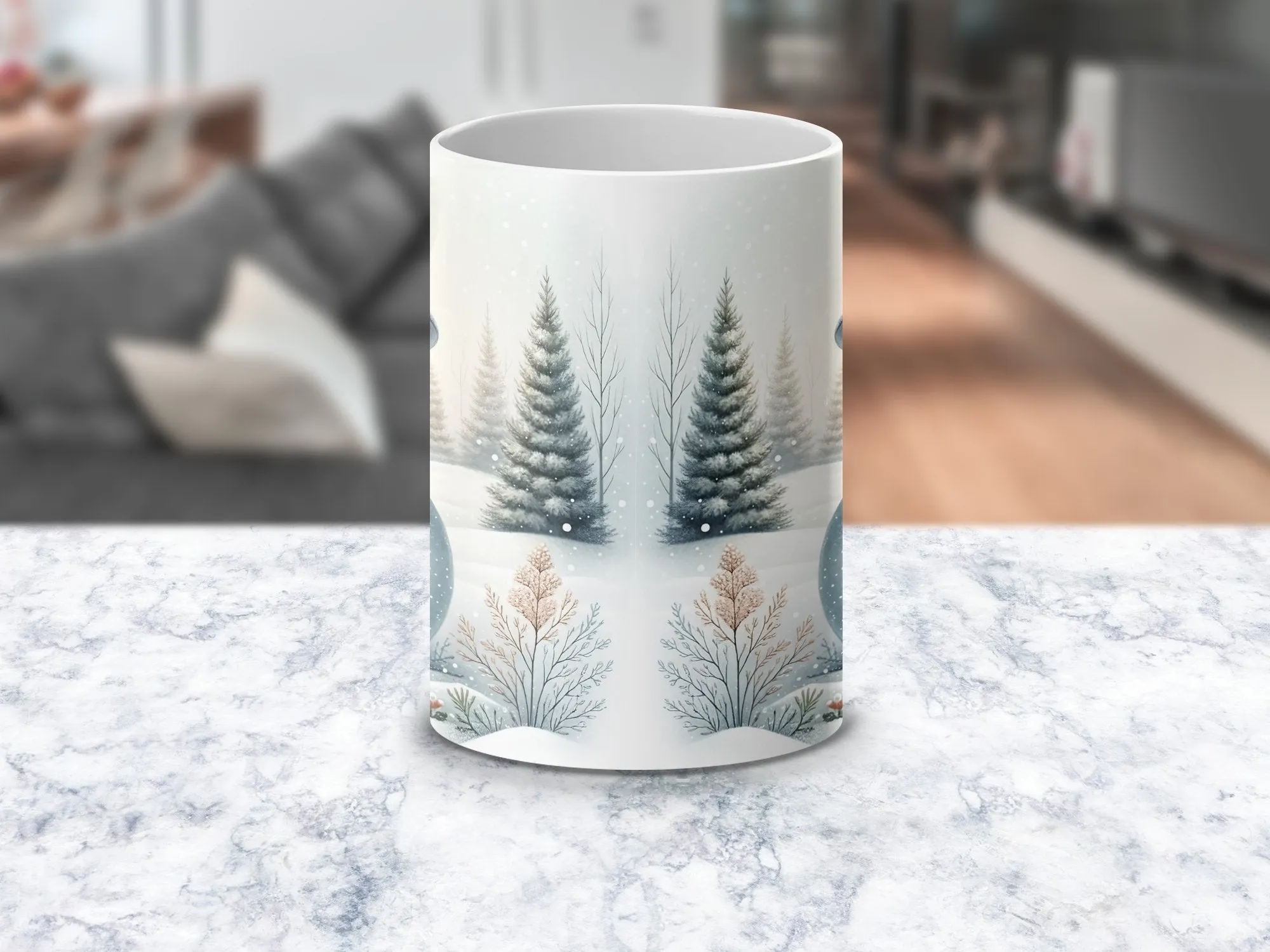 Beautiful Vintage Style Snowman Scene Mug, Coffee Mug Winter Season