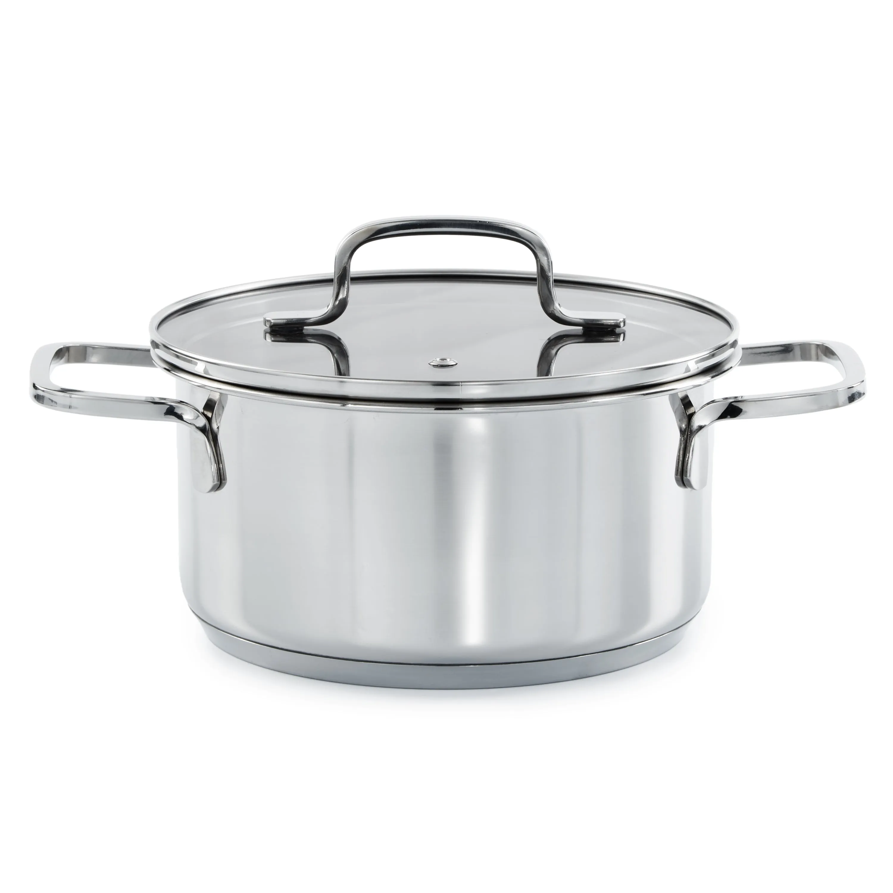 BergHOFF DiNA Helix Recycled 18/10 Stainless Steel 7.25" Stockpot 2.2qt., Glass Lid