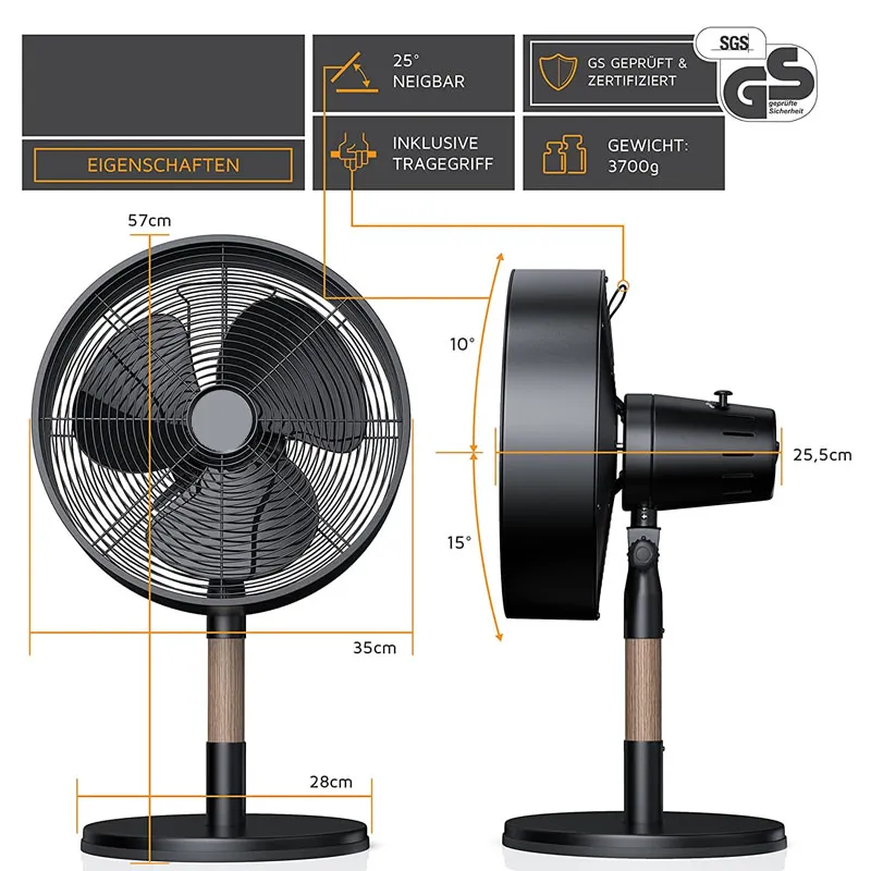 Black Sturdy Metal Base Desk Fan 858129