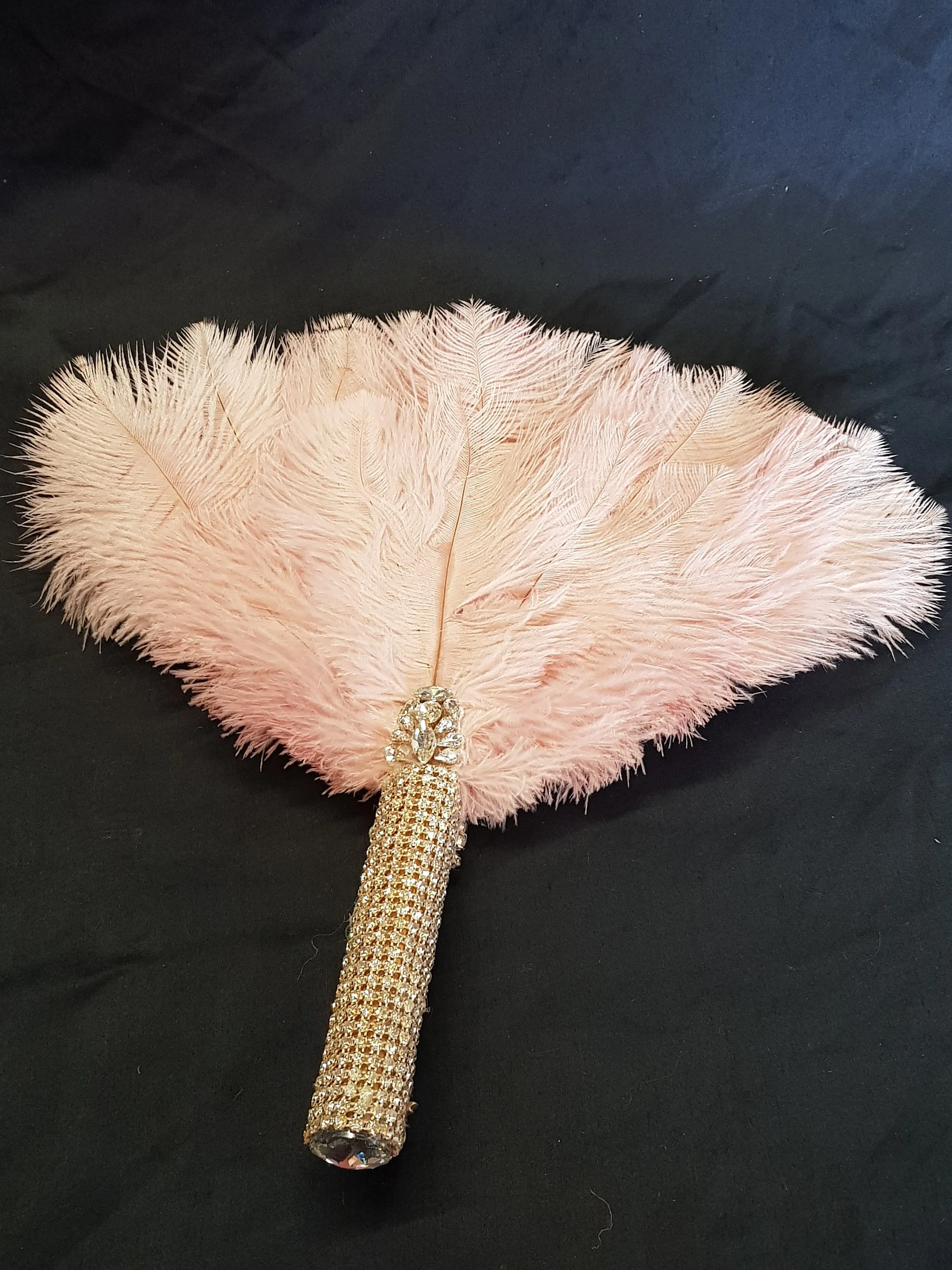 Blush pink Feather Fan bridal hand fan bouquet, READY TO SHIP