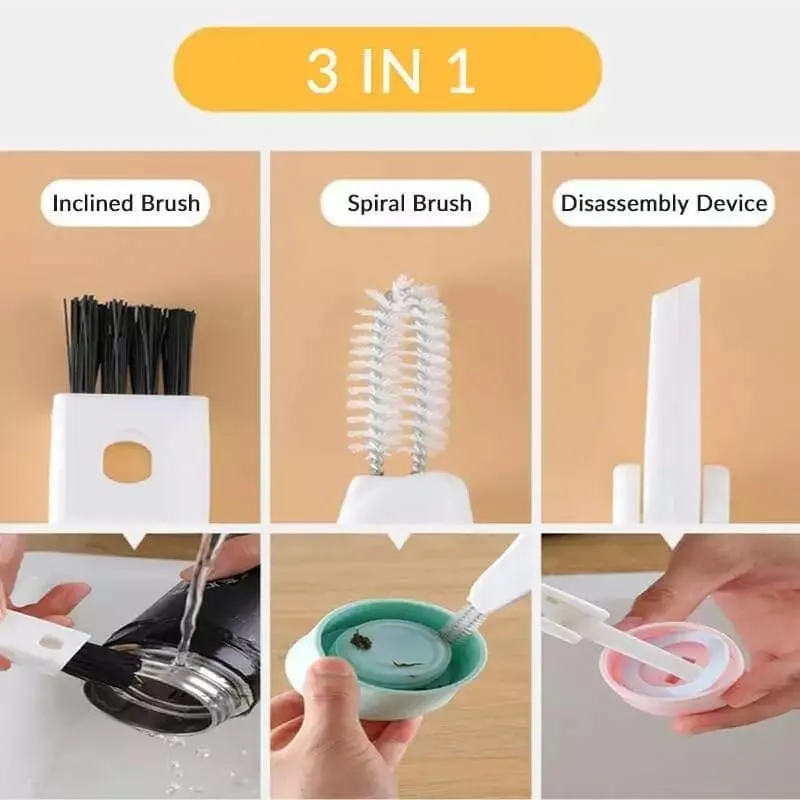 Bottle Cover Gap Cleaning Brush, Lunch Box Rubber Ring Groove Gap Cleaning Brush, 3 in 1 Cup Lid Cleaner, Multifunctional Bottle Gap Cleaner