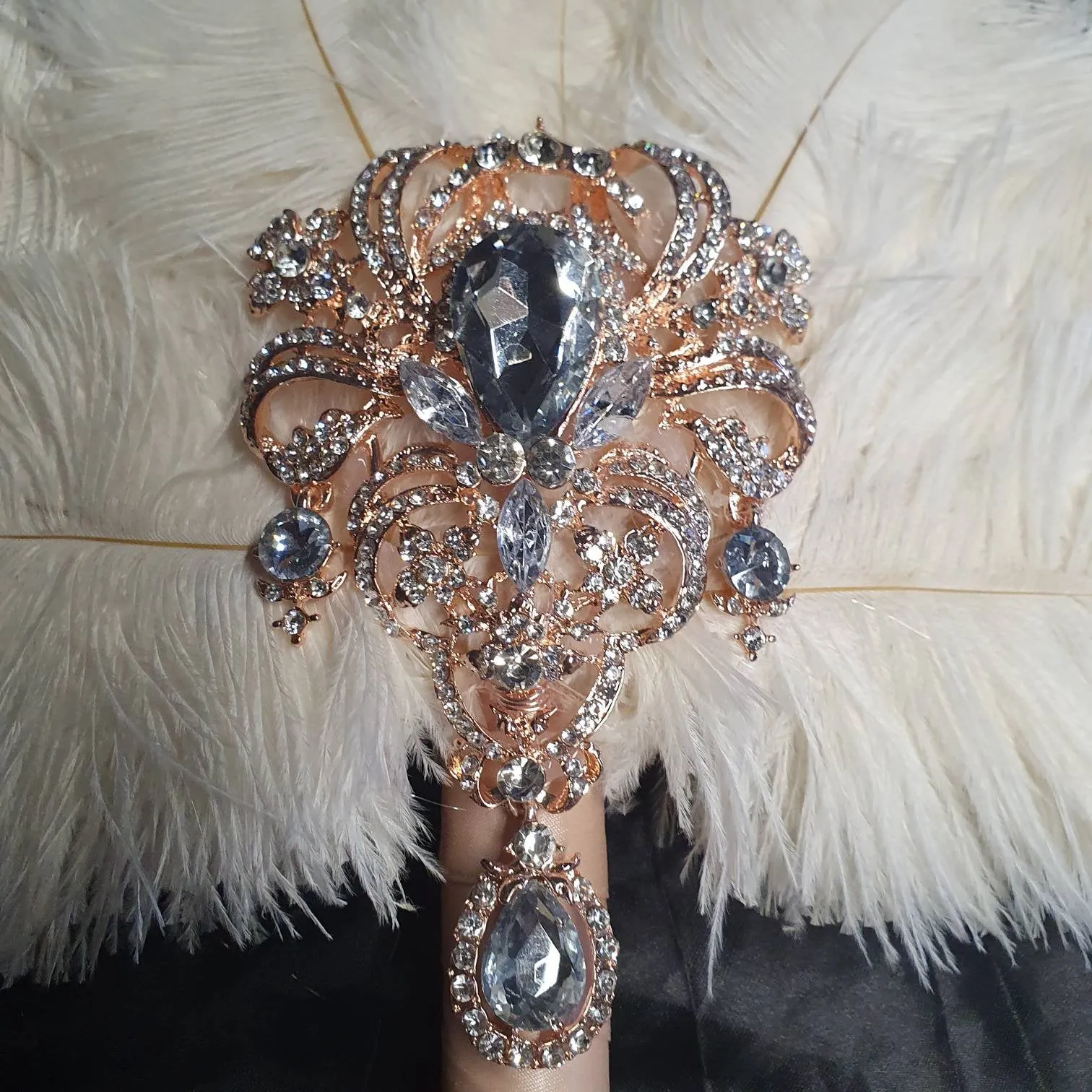 Brides Feather Fan bouquet , alternative  Bouquet,  Great Gatsby wedding style.