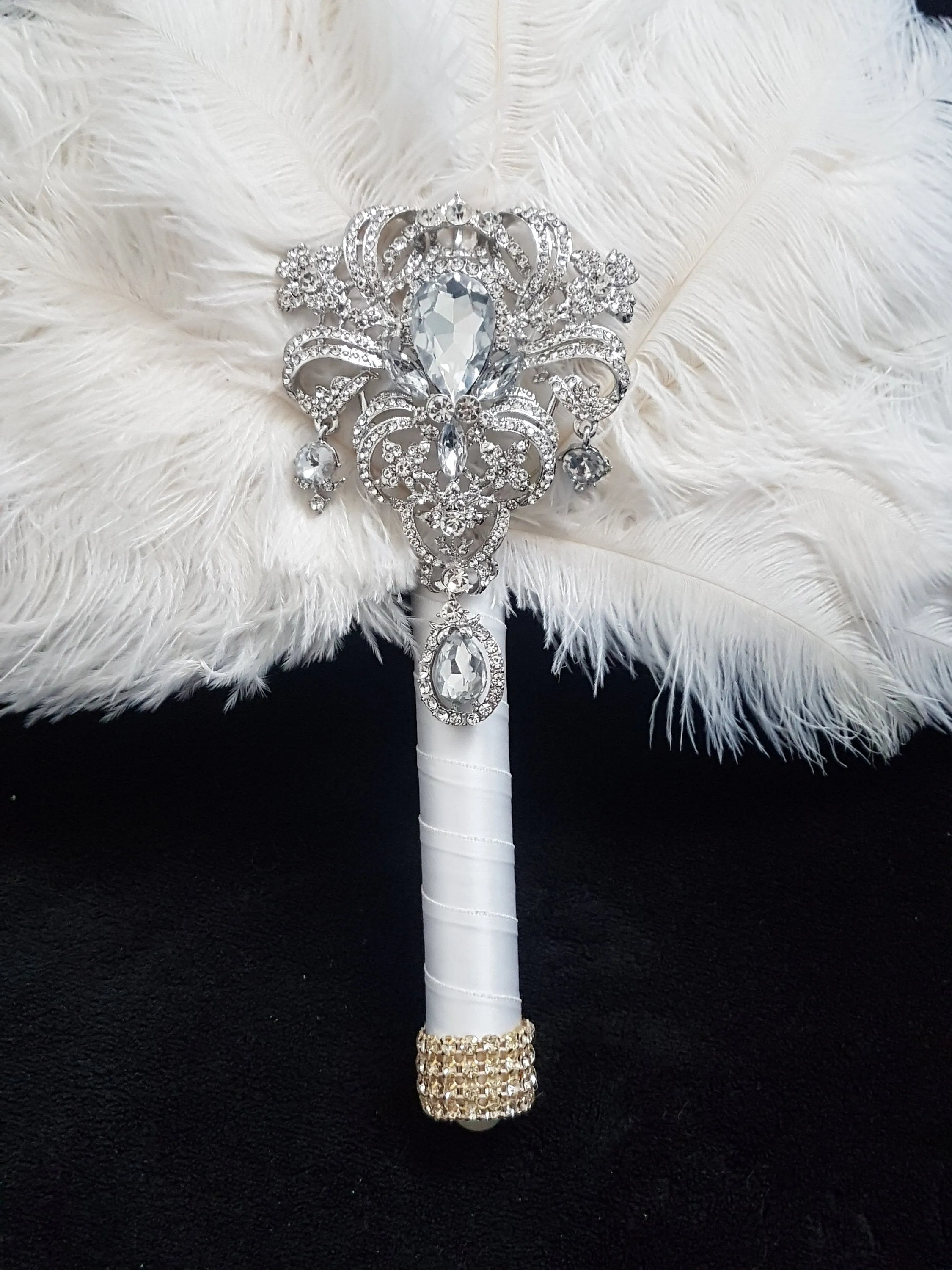 Brides Feather Fan bouquet , alternative  Bouquet,  Great Gatsby wedding style.