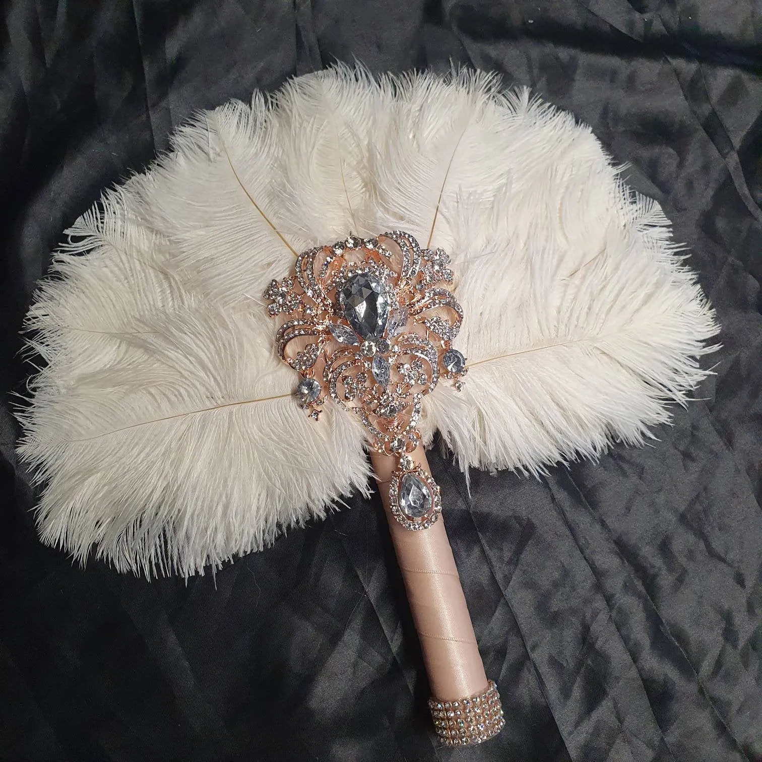 Brides Feather Fan bouquet , alternative  Bouquet,  Great Gatsby wedding style.