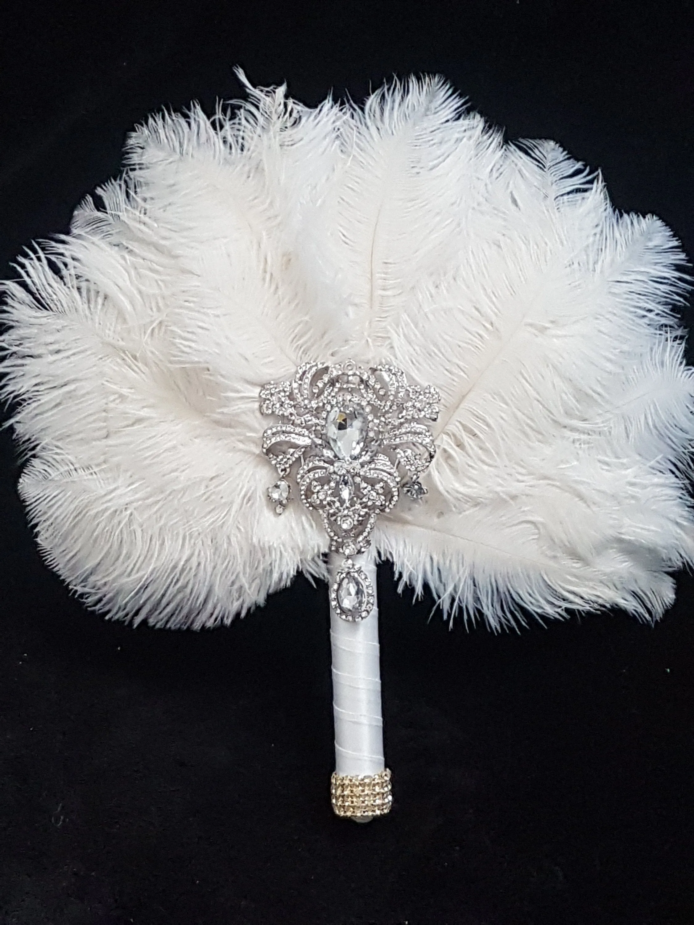 Brides Feather Fan bouquet , alternative  Bouquet,  Great Gatsby wedding style.