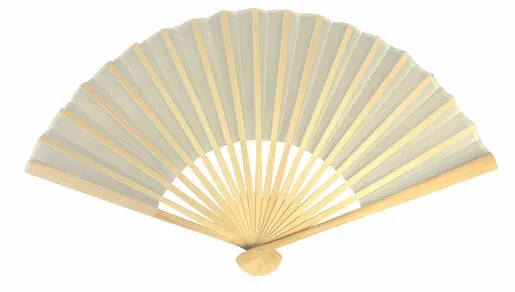 BULK PACK (50) 9" Beige / Ivory Silk Hand Fans for Weddings