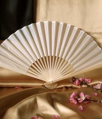 BULK PACK (50) 9" Beige / Ivory Silk Hand Fans for Weddings