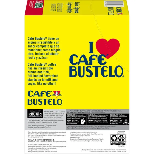 Café Bustelo, Espresso Style Dark Roast Coffee, Keurig K Cup Pods 24 Count