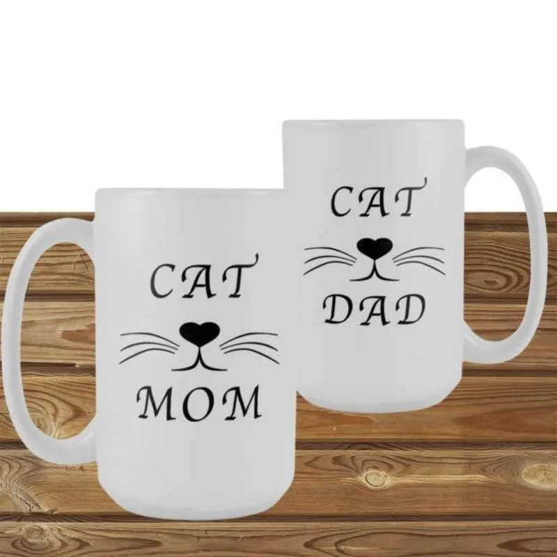 Cat Mom Mug Cat Dad Mug Ceramic Microwave Safe Cat Lovers Gifts