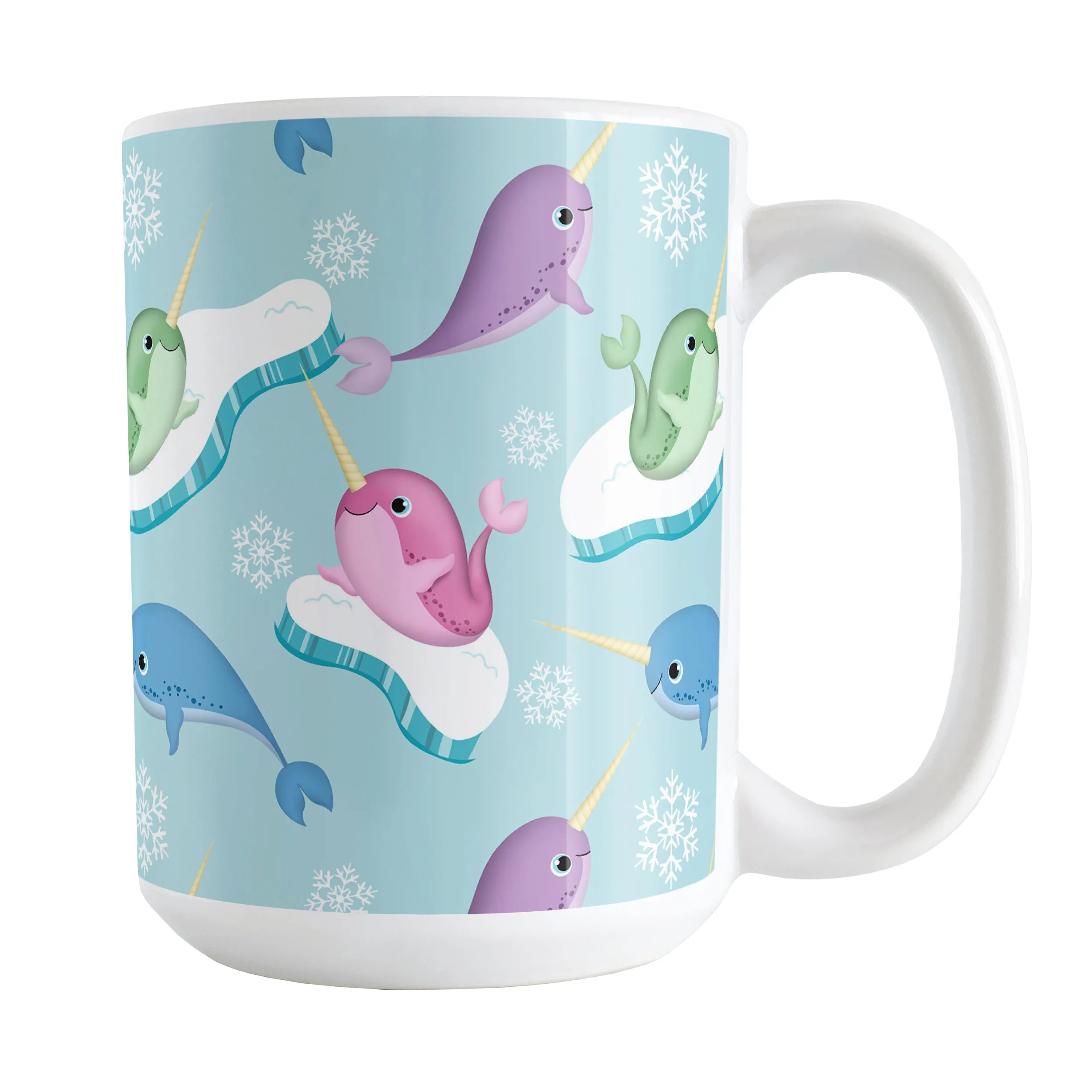 Colorful Arctic Narwhal Pattern Mug