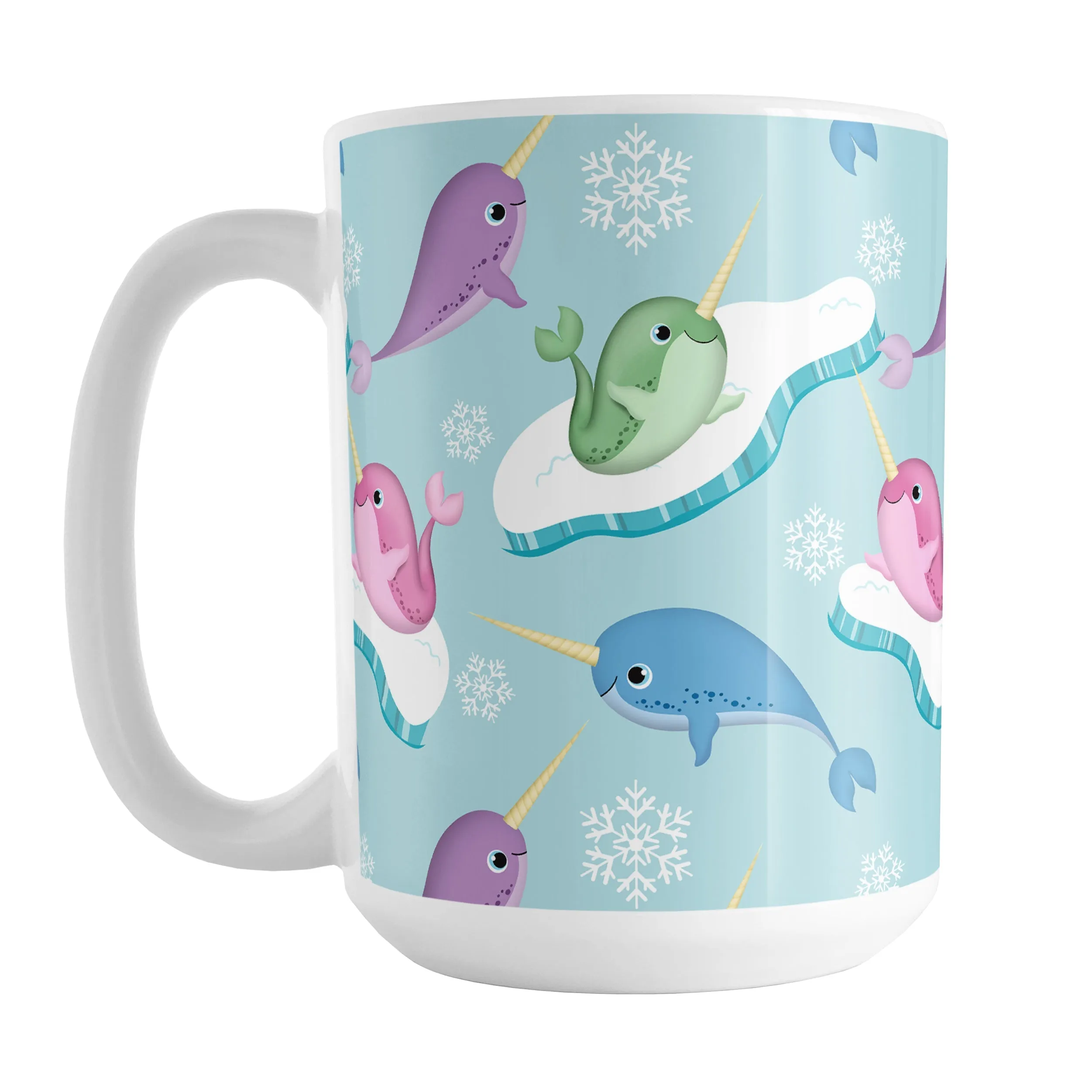 Colorful Arctic Narwhal Pattern Mug