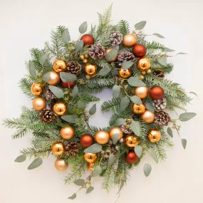 Copper bauble wreath