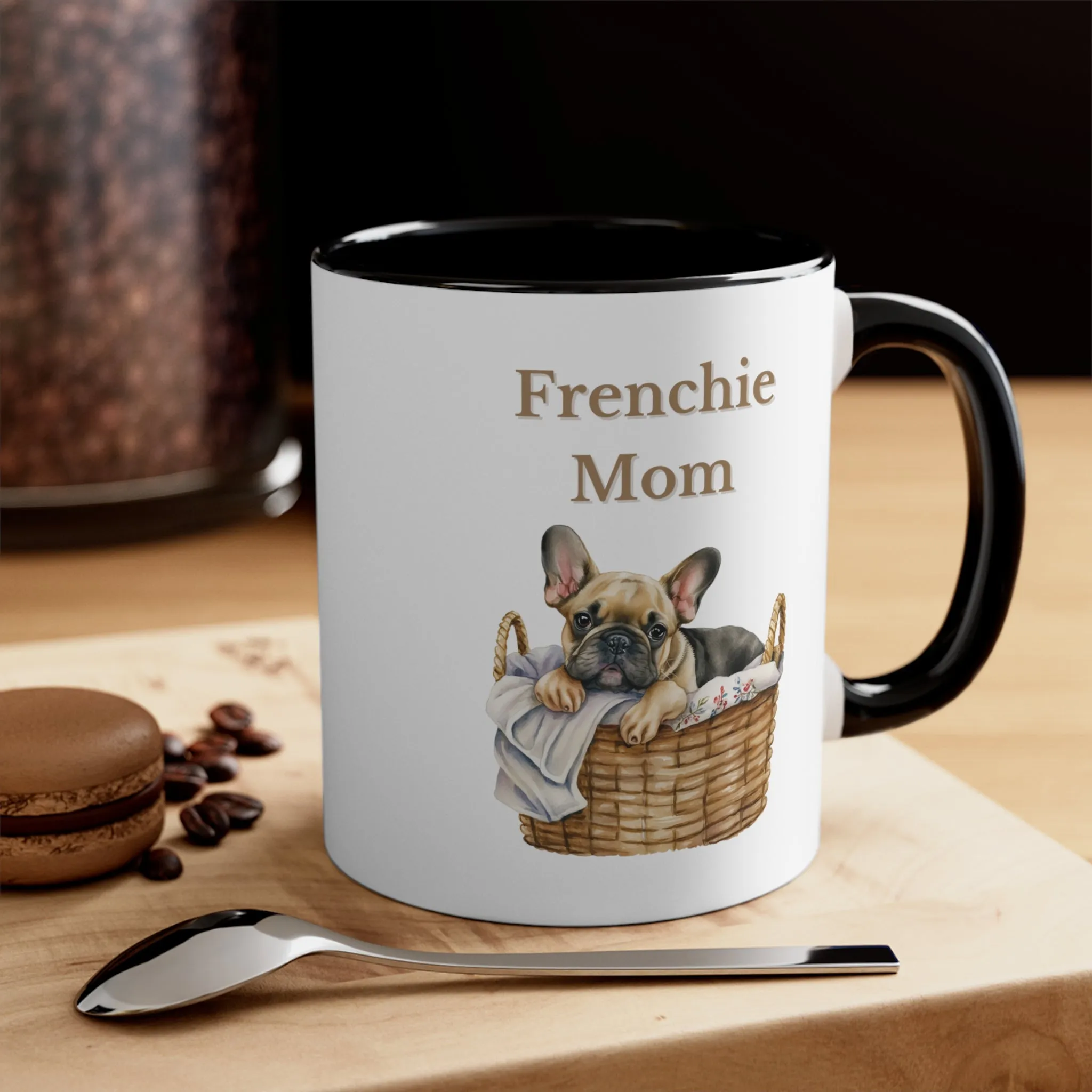 Custom French Bulldog Mom Mug  in Basket choose from Multi-Colors