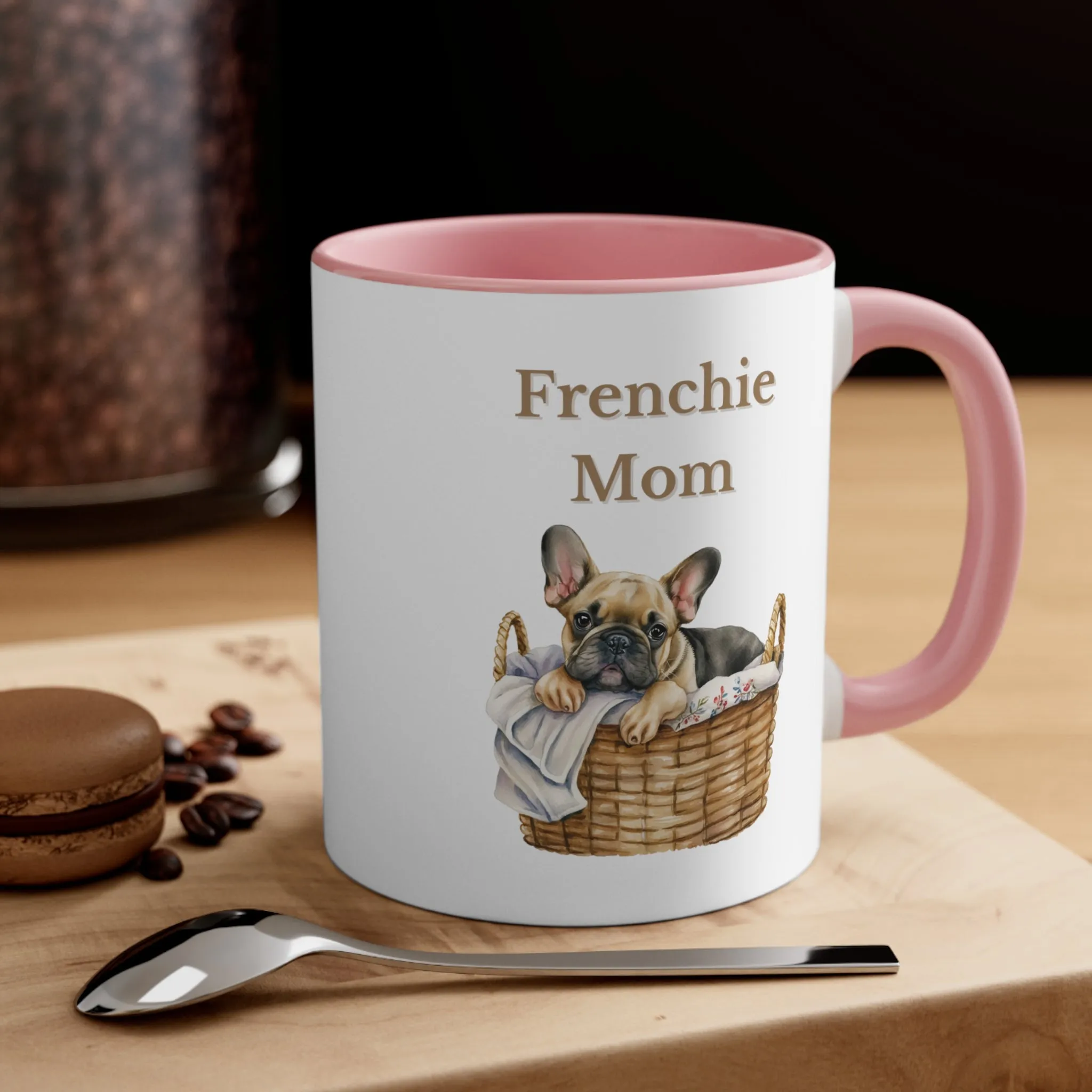 Custom French Bulldog Mom Mug  in Basket choose from Multi-Colors