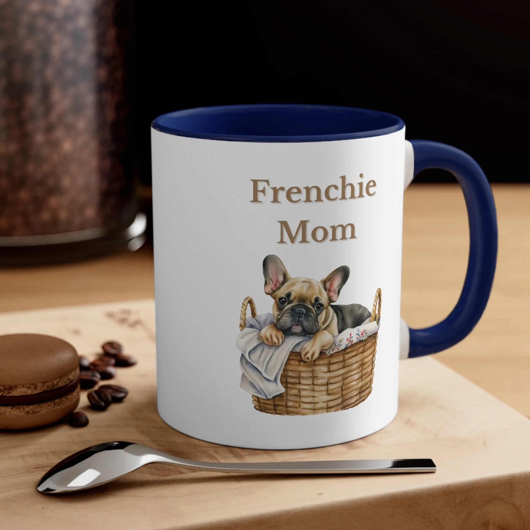 Custom French Bulldog Mom Mug  in Basket choose from Multi-Colors